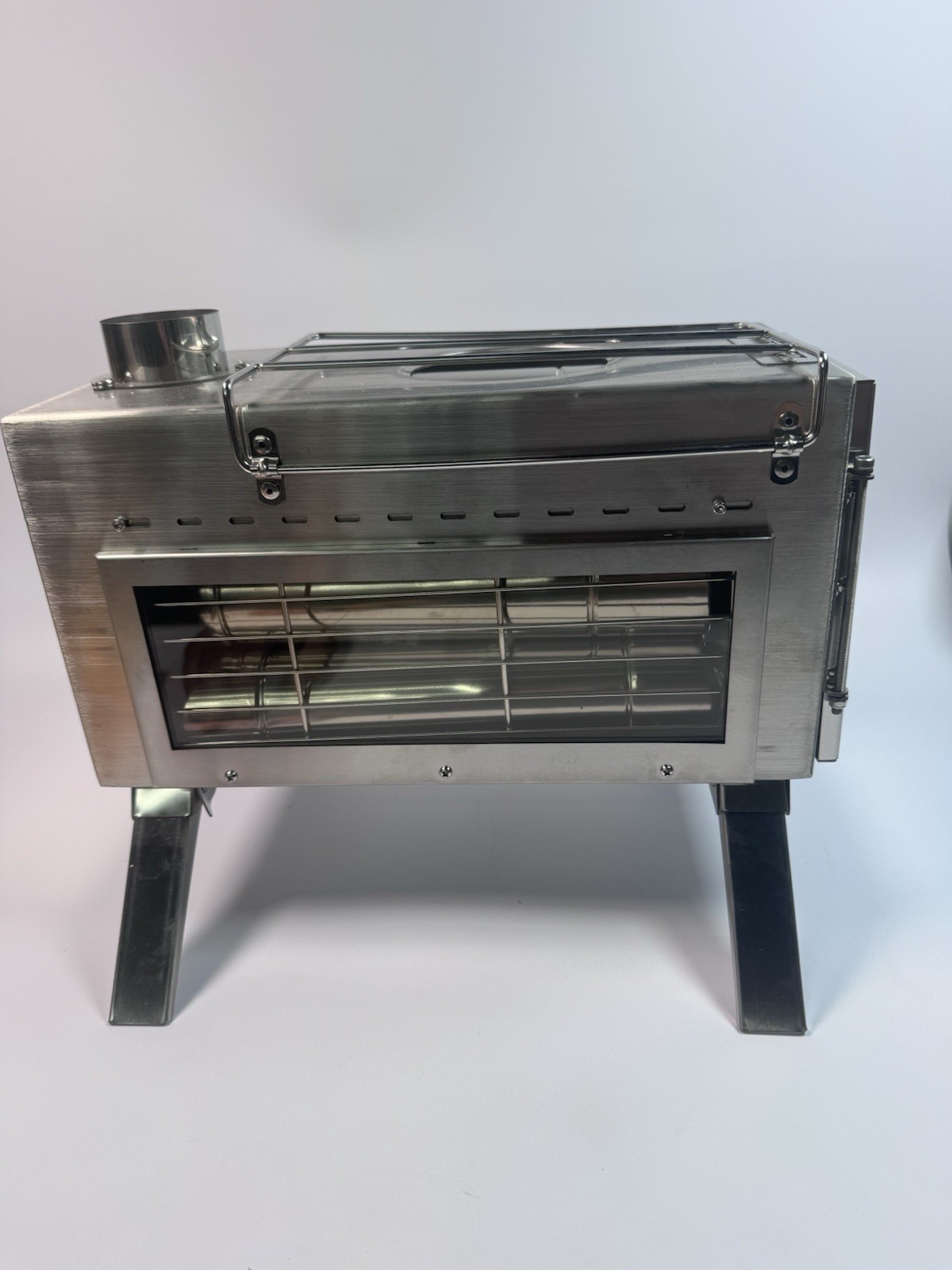 Portable Camping Wood Stove with View Glass and Cooking Function, 8 Stainless…