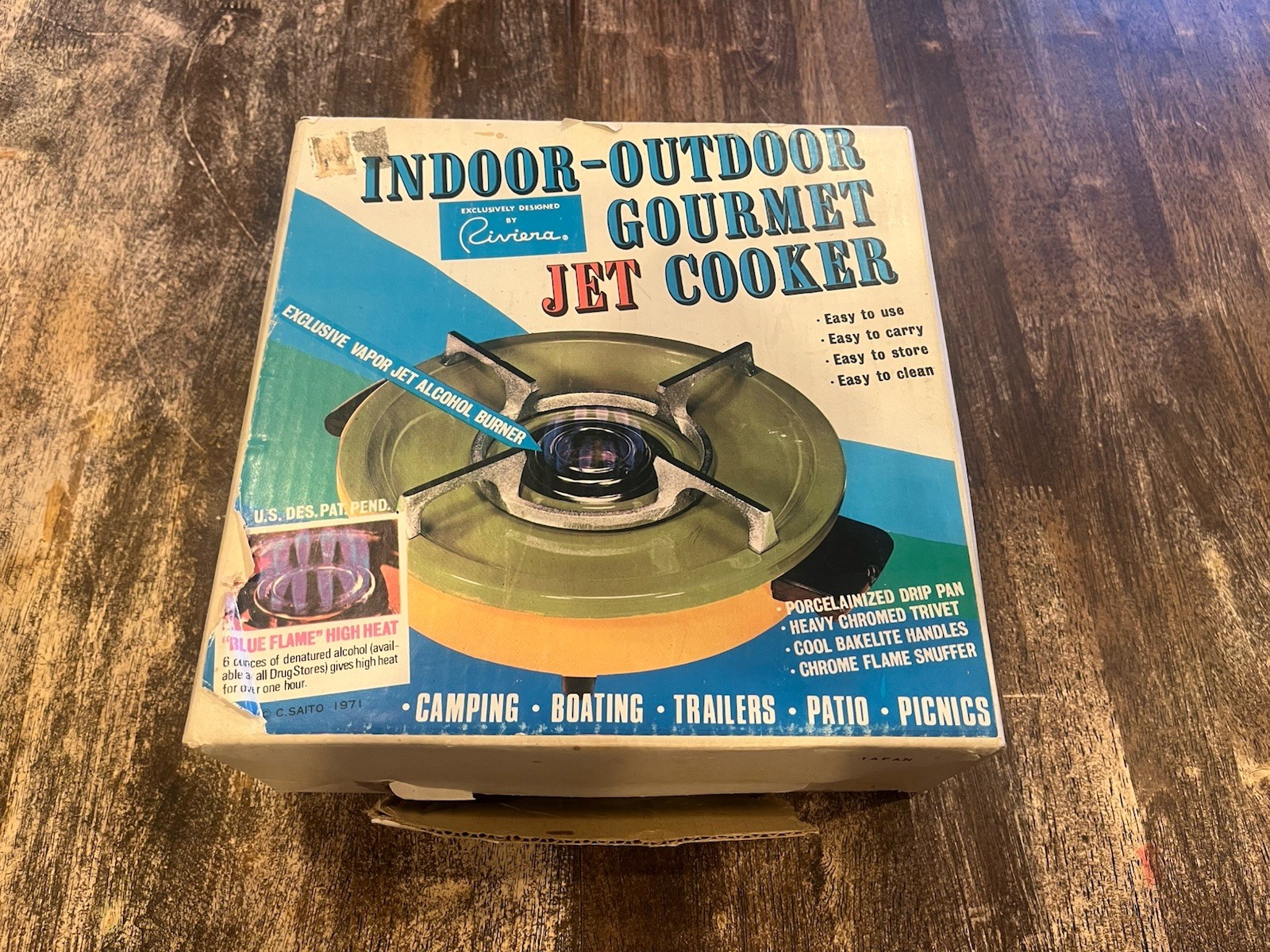 New NoS 1971 vintage Riviera camp stove alcohol burner jet cooker.