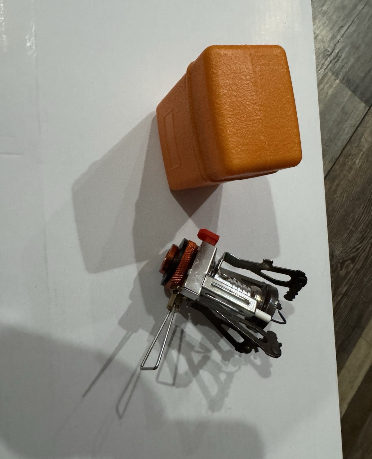 Portable Foldable Gas 1-Burner Canister Camping Stove Metal w/ Orange Case