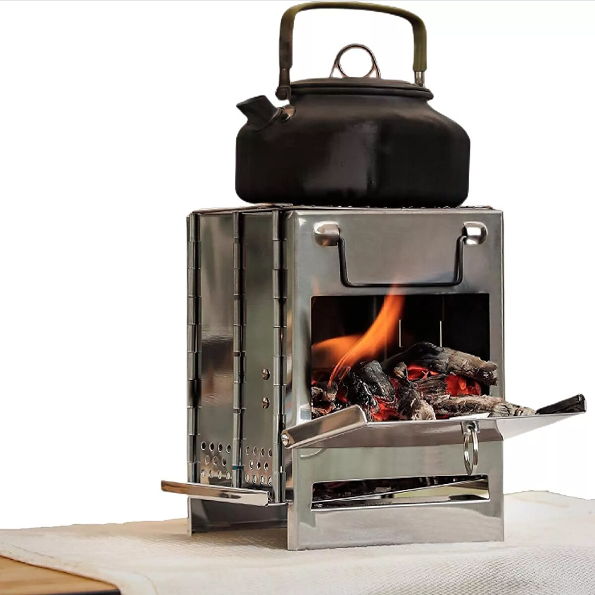 Portable Folding Stainless Steel Stove Outdoor Camping BBQ Wood Burning Stove