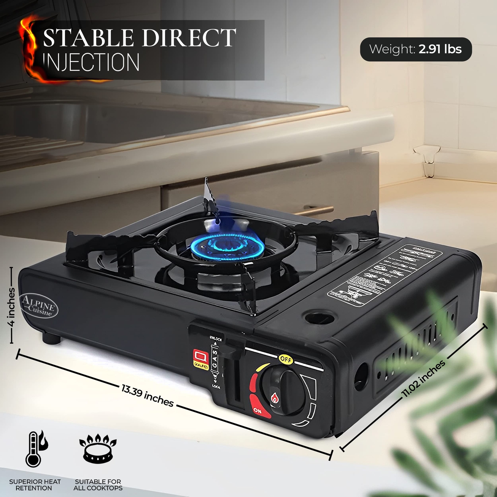 Alpine Cuisine Iron Butane Gas Stove with Customized Package, Camp Kitchen