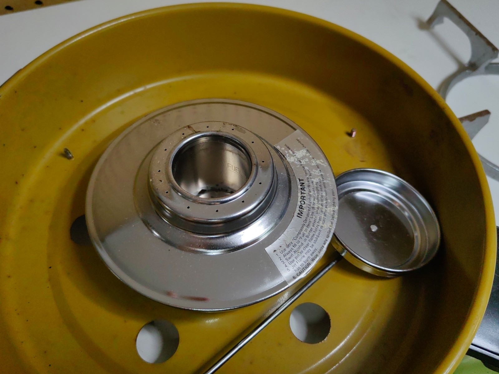 Vintage Alcohol Heater Stove Burner Camping Stove Green/Mustard Yellow