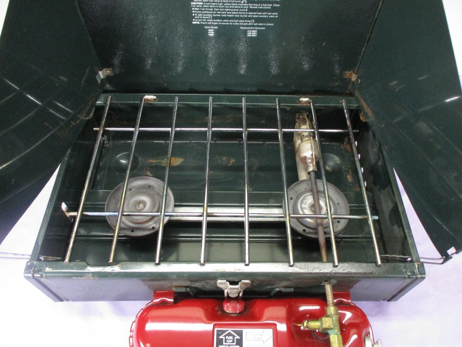 Vintage Coleman 425F Double Burner Portable Gas Camping Stove October 1987 WORKS