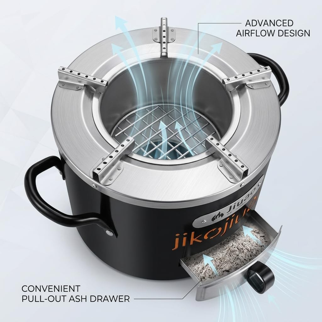 Portable Rocket Stove Outdoor Cooking Efficient Charcoal Jiko Stove Camping