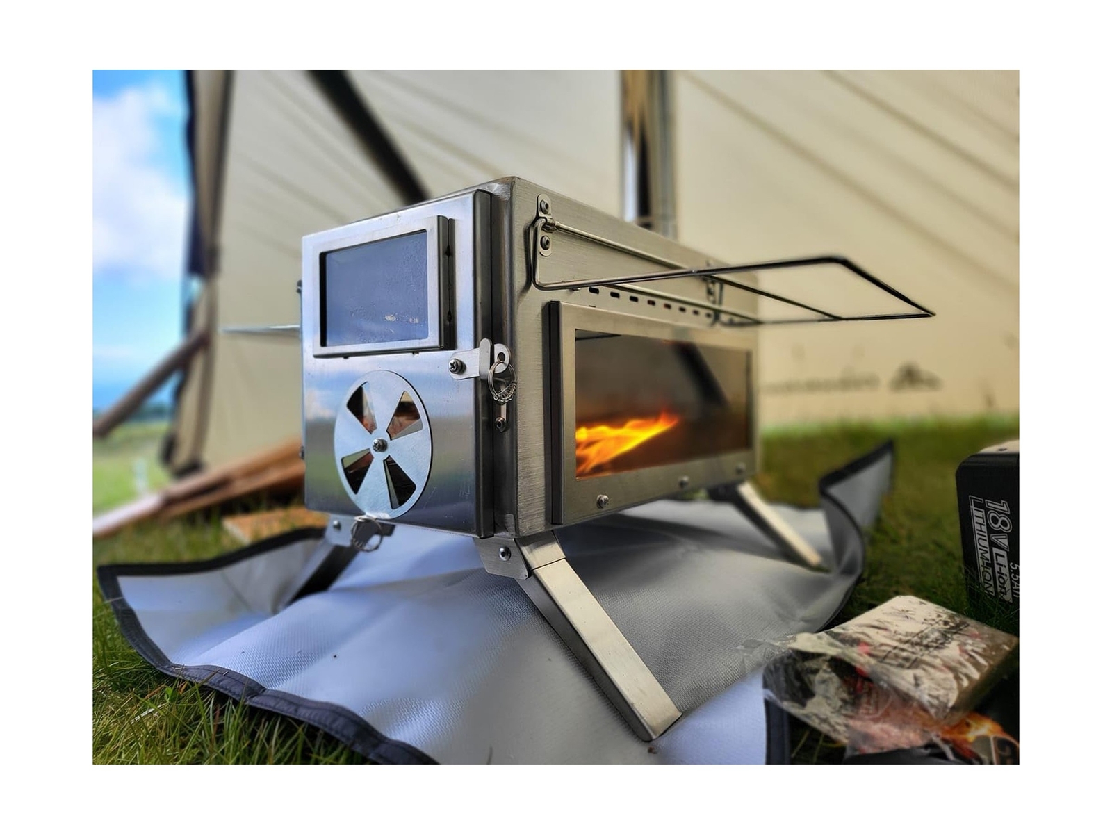 Portable Camping Wood Stove with View Glass and Cooking Function, 8 Stainless…