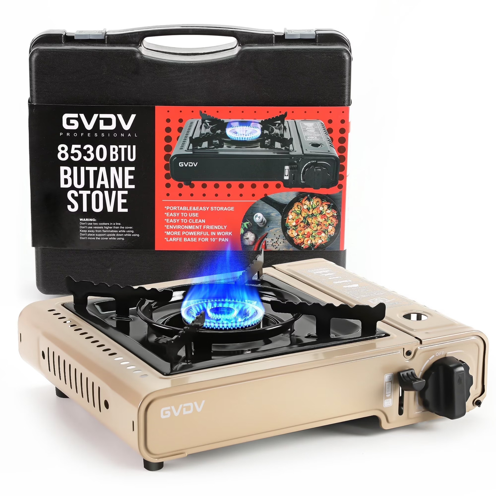 Portable Camping Stove, 1 Burner Butane Gas Stove with Updated Carrying Case