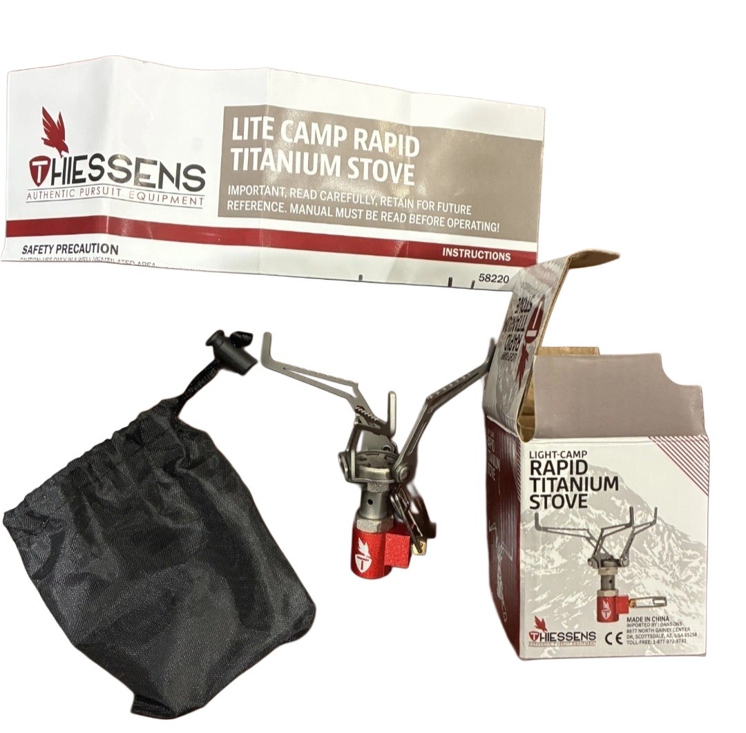 Thiessens Lite Camp Rapid Titanium Stove Portable Gas 8,871 BTU MPN 58220