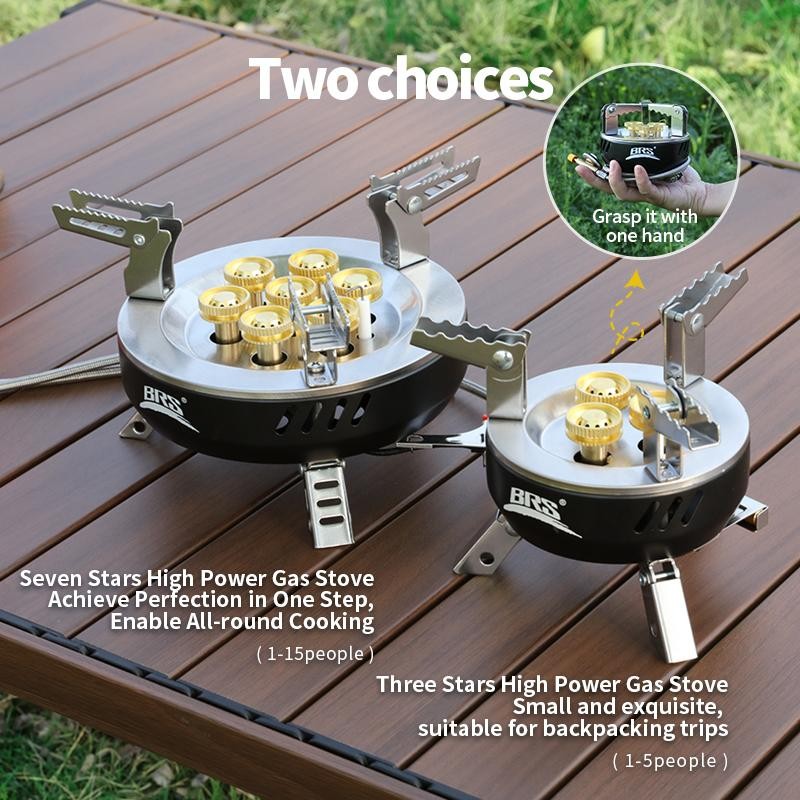 Brs 3/7-core Camping Gas Stove High Power Portable Tourist Burner Outdoor Electr