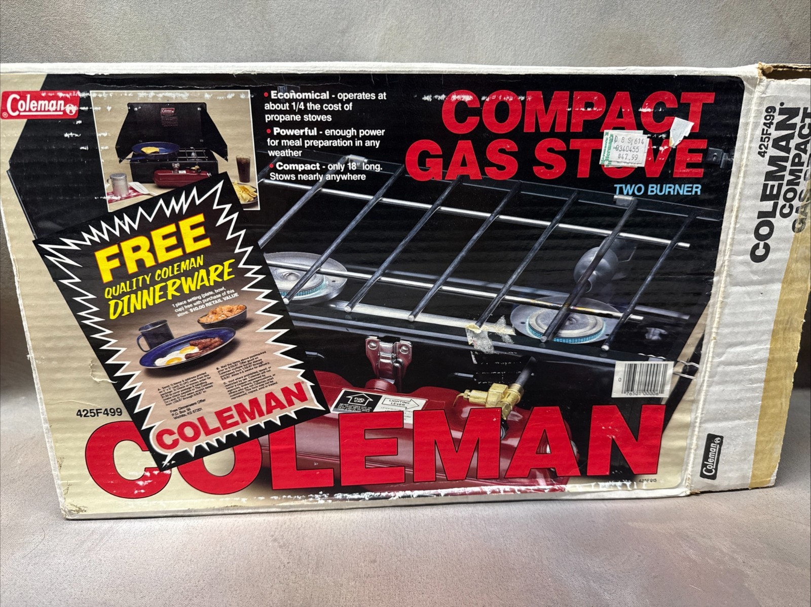Coleman 425F499 Dual Fuel Camp Stove 2 Burner Camping Hunting Green Vintage
