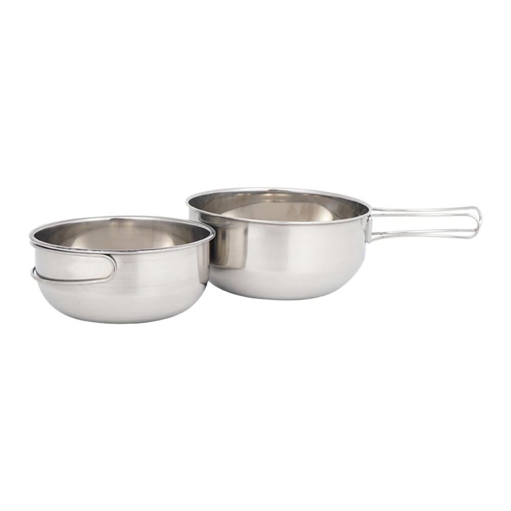304 Stainless Steel Folding Bowl 650ml and 500ml Portable Camping Tableware Set