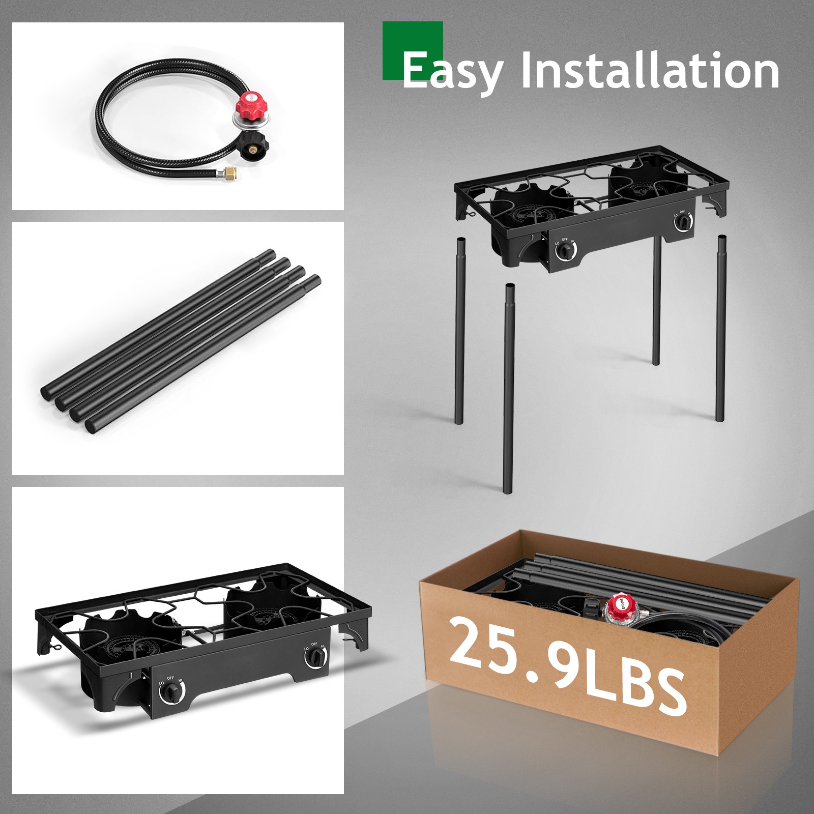 ZOKOP Outdoor 150000 BTU Stove Propane Double Burner Portable Cooker BBQ Grill