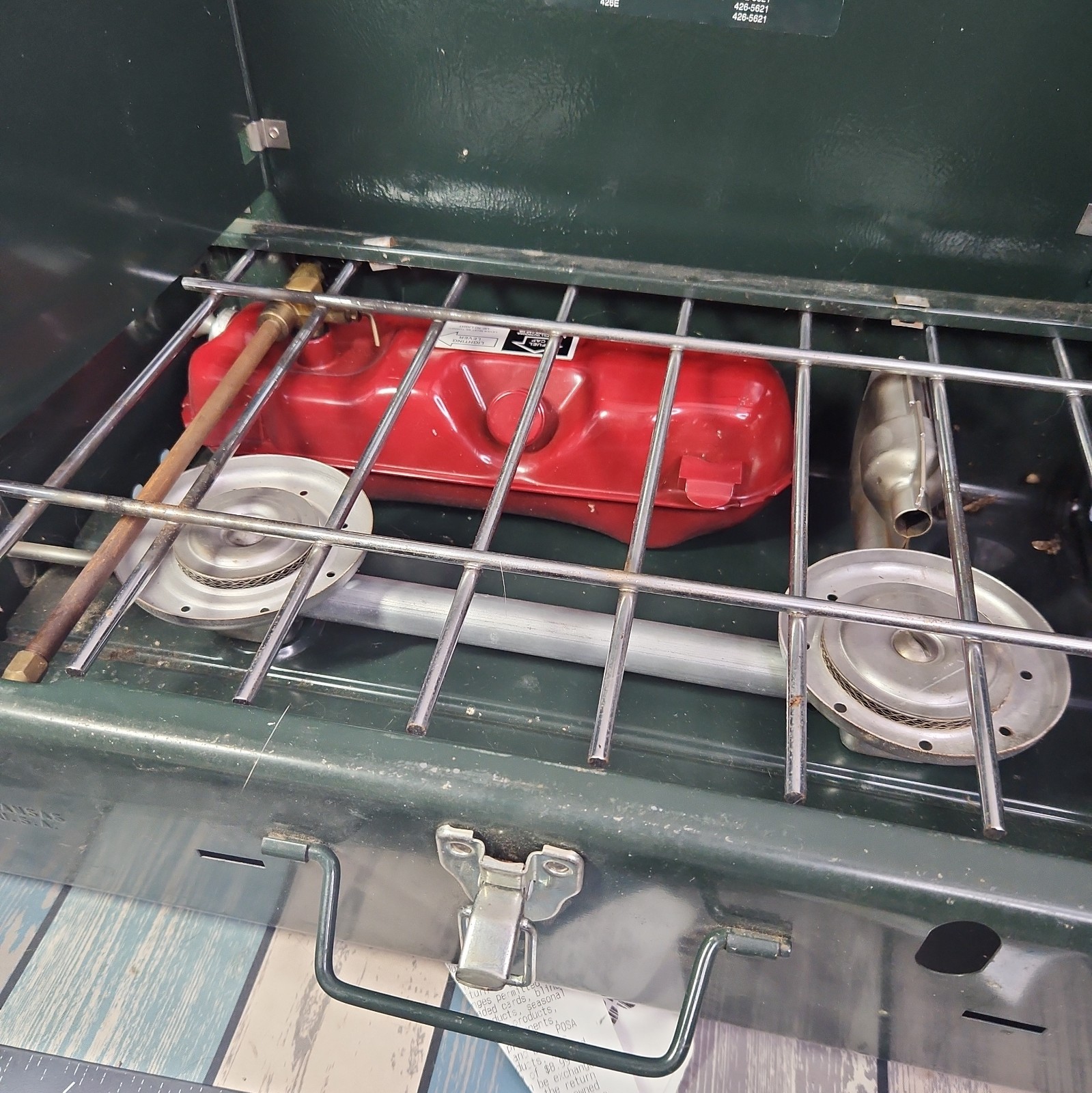 Vintage Coleman 425F Two Burner Gas (Fuel) Camping Stove Green 5/1990 VERY NICE!