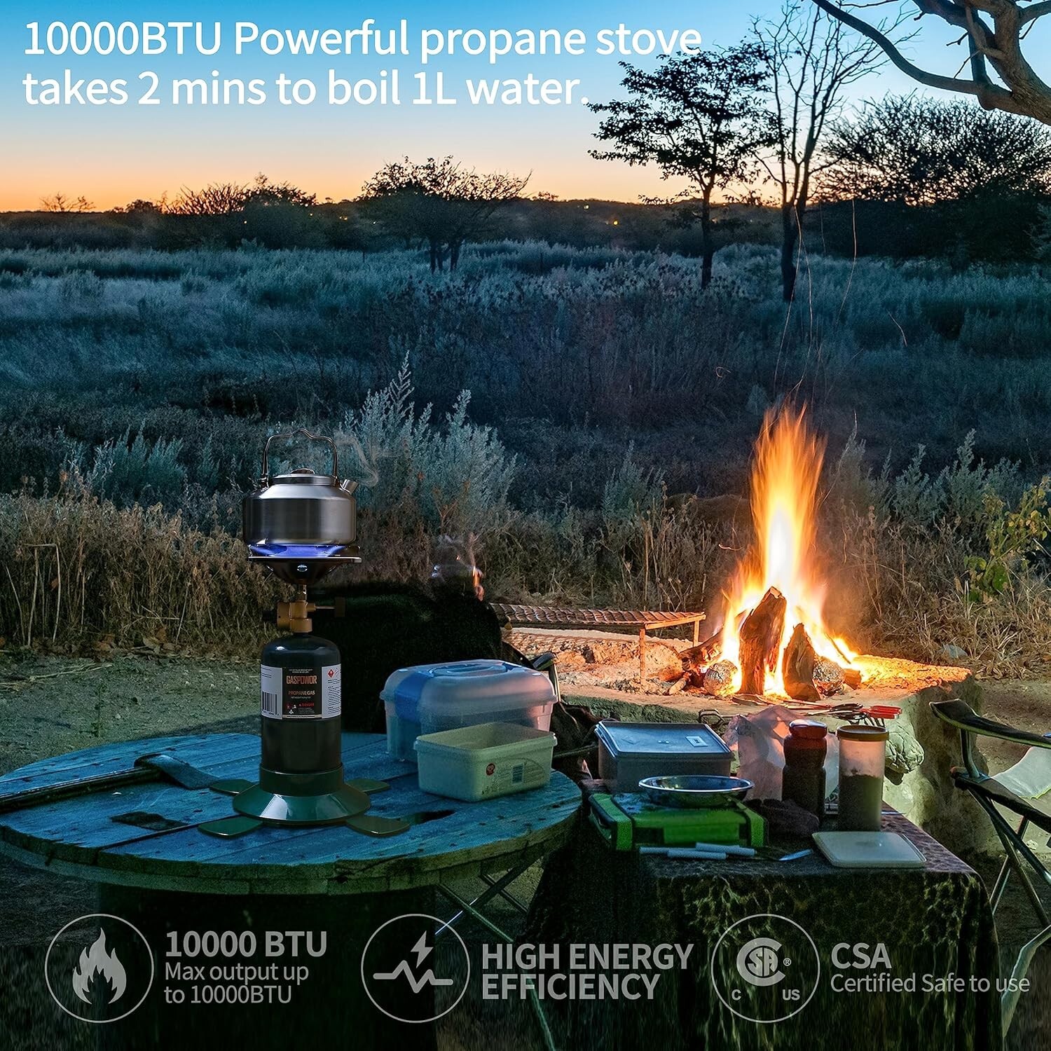 Camping Propane Stove, Single Burner Propane Stove, Portable Bottle Top
