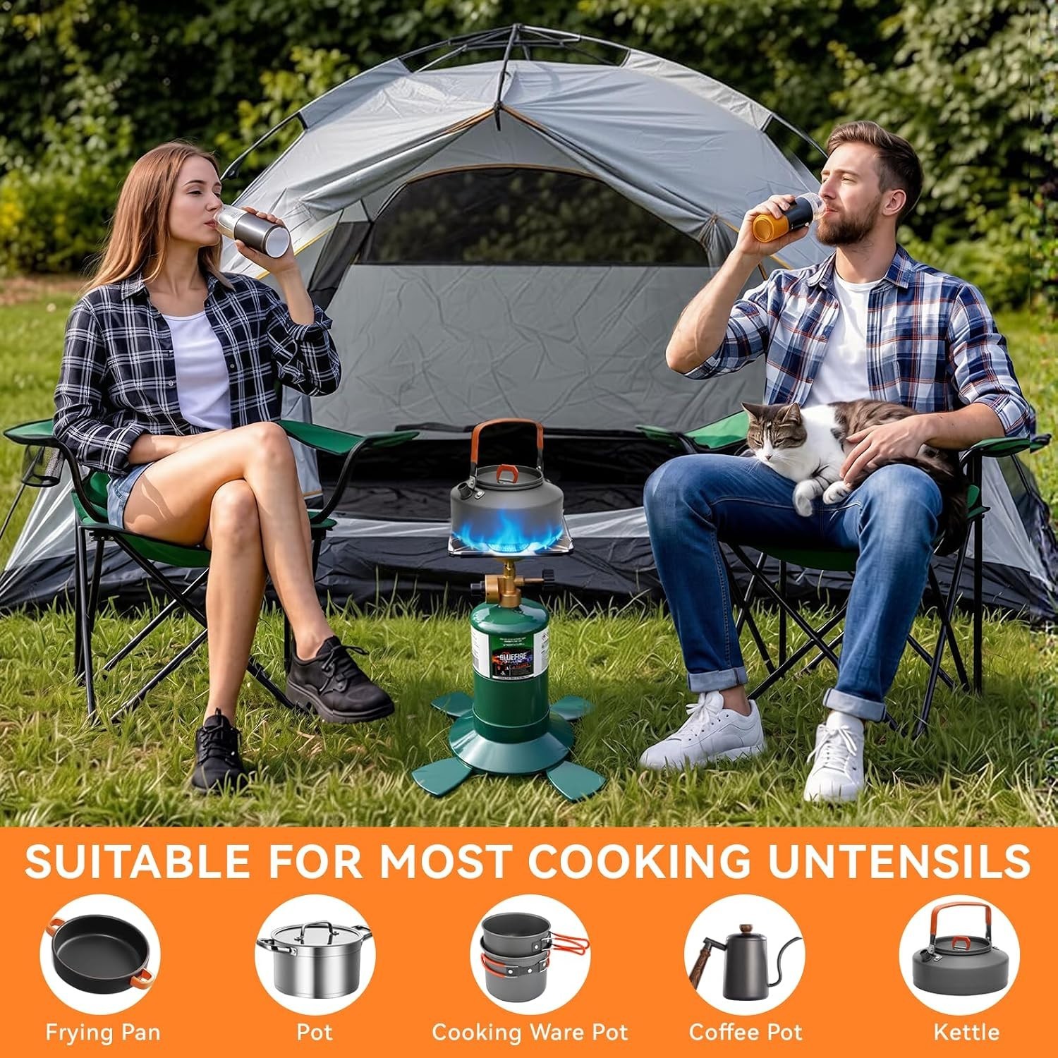 Efficient Brass Propane Camping Stove with Windscreen – Ultimate Outdoor Partner