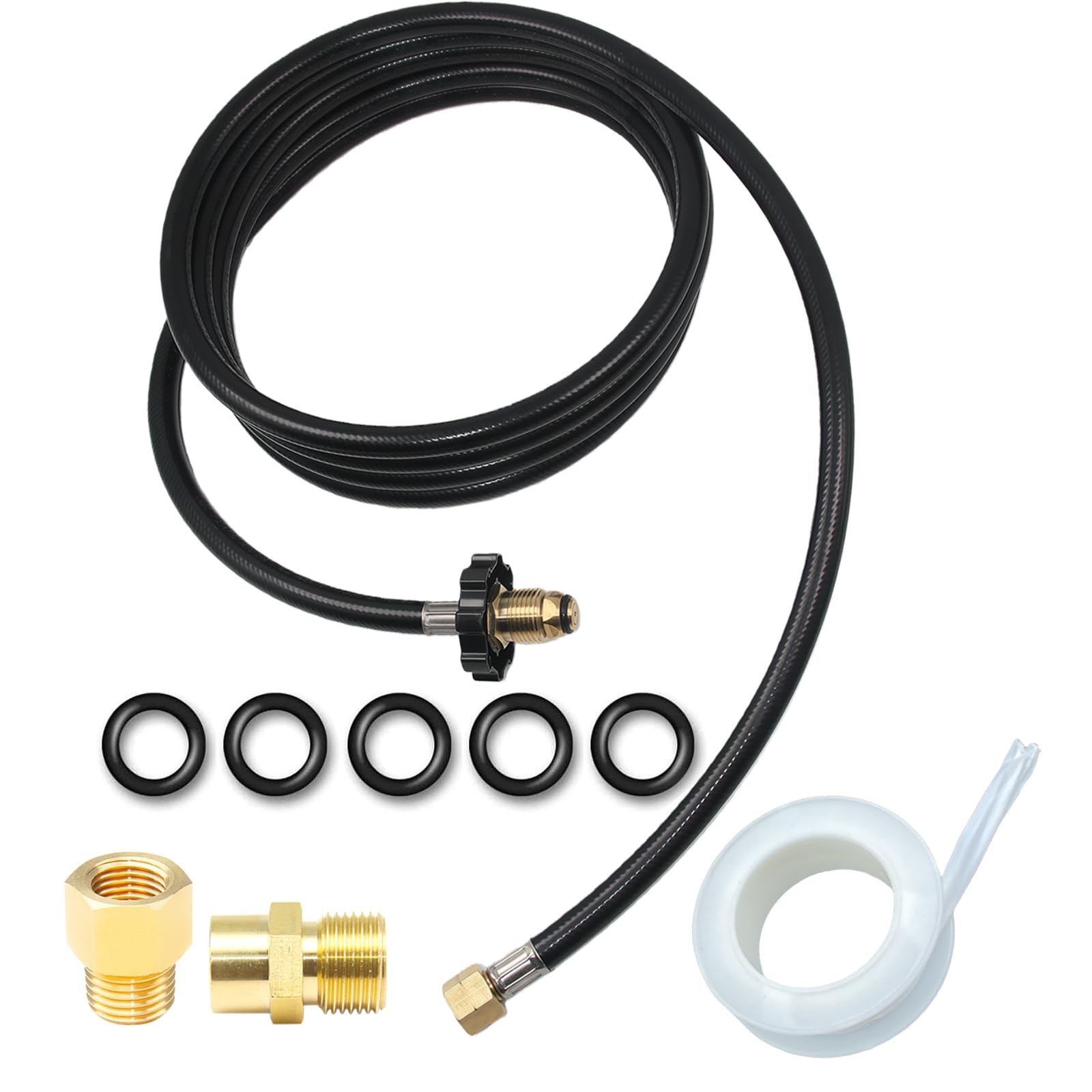 12FT Propane Torch Hose, G3/8″-19 Thread Weed Burner Flame 12 Feet, ‎Black