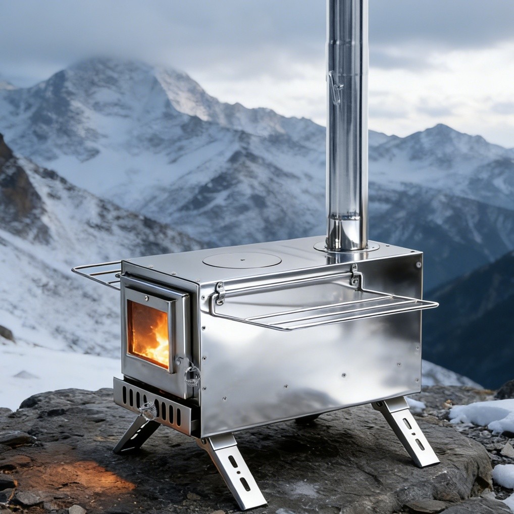 Professional Hot Tent Stove Outdoor Camping Wood Burning Stove Stainless Steel