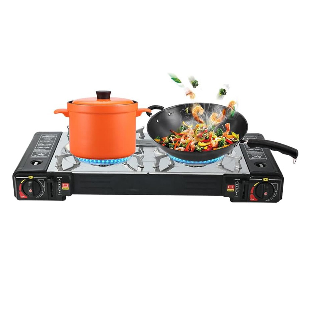 5600W Camping Stove Double Burner Propane&Butane Dual Fuel Brass Cooking Burner