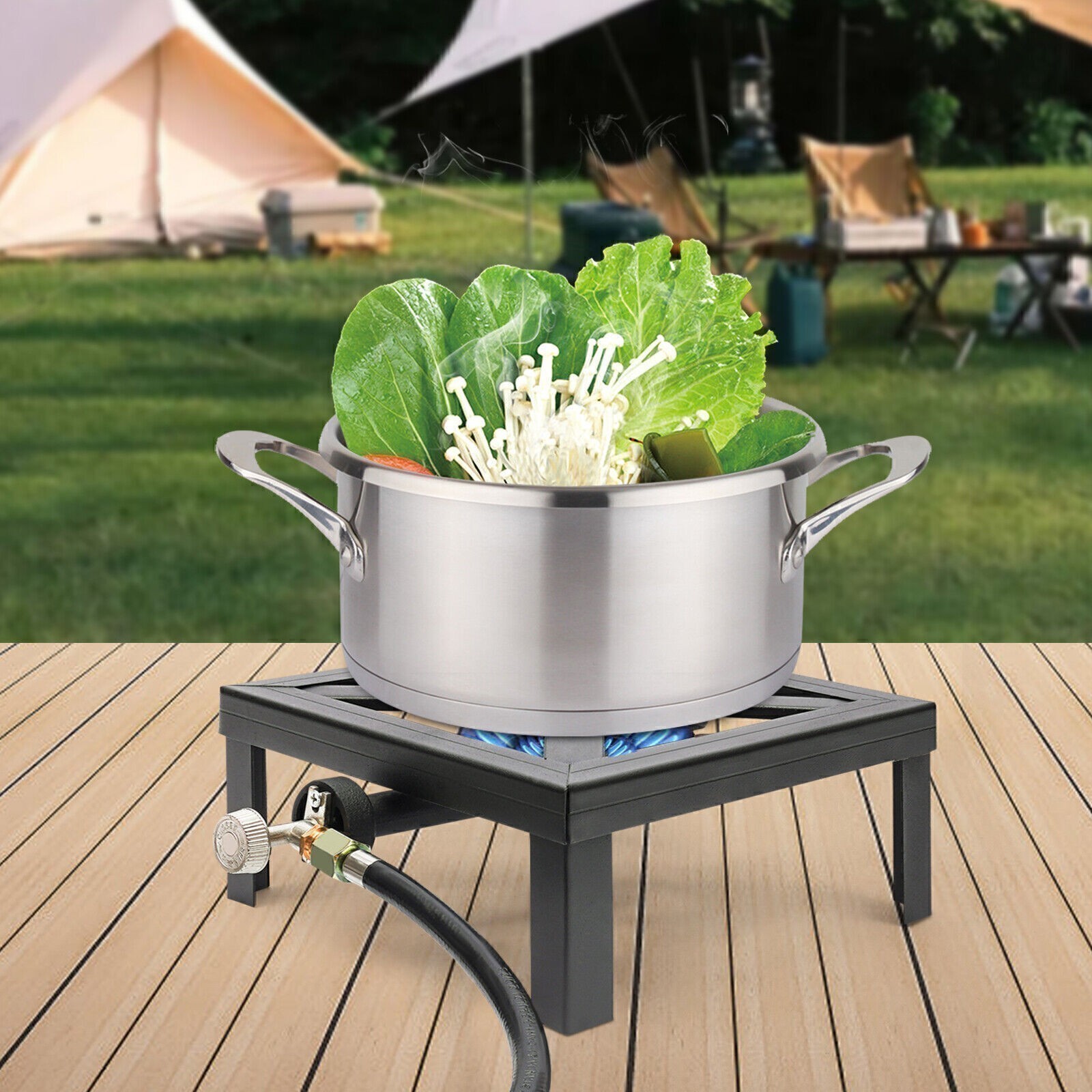 High Output Propane Outdoor Burner Single Stove Heavy Duty Camping Cooking Gas .