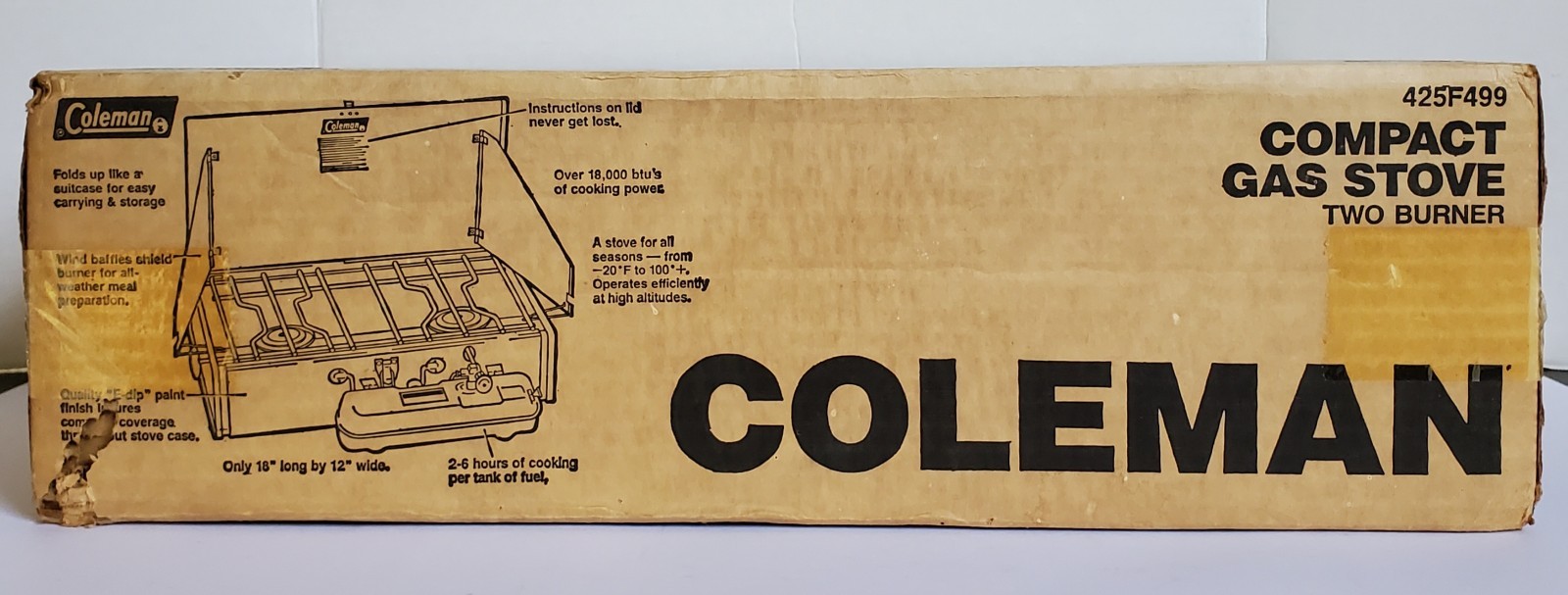 Coleman 2 Burner Compact Gas Camping Stove 425F499 Brand New in Sealed Box 80’s