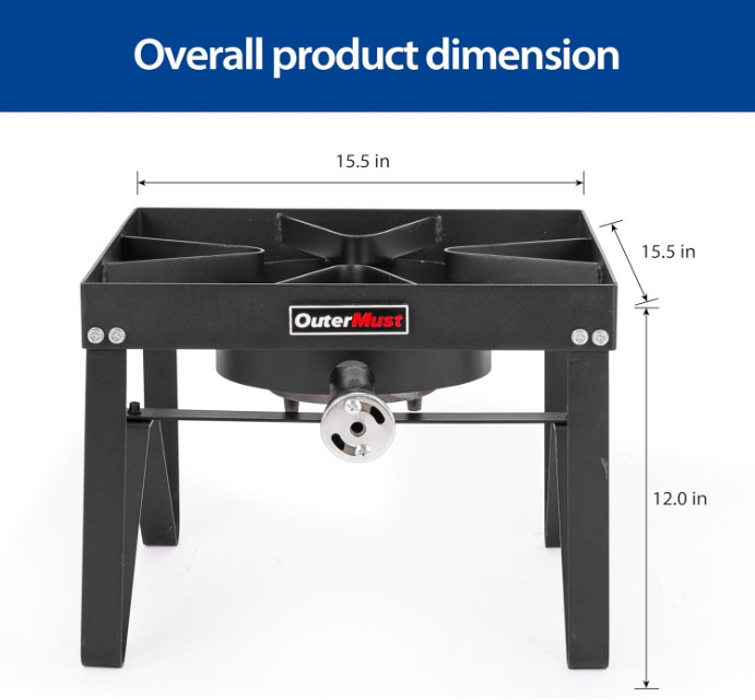 Heavy Duty Outdoor Propane Burner Stove w/ 10 PSI Regulator