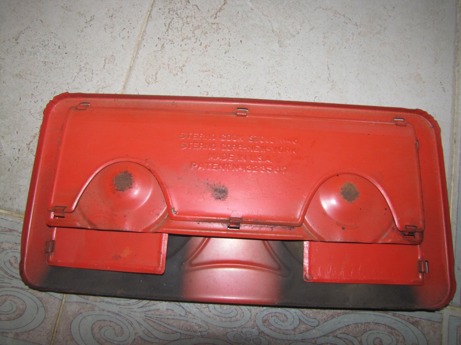 Sterno Cook Stove No 46 Foldable Metal Orange Vintage two burner used