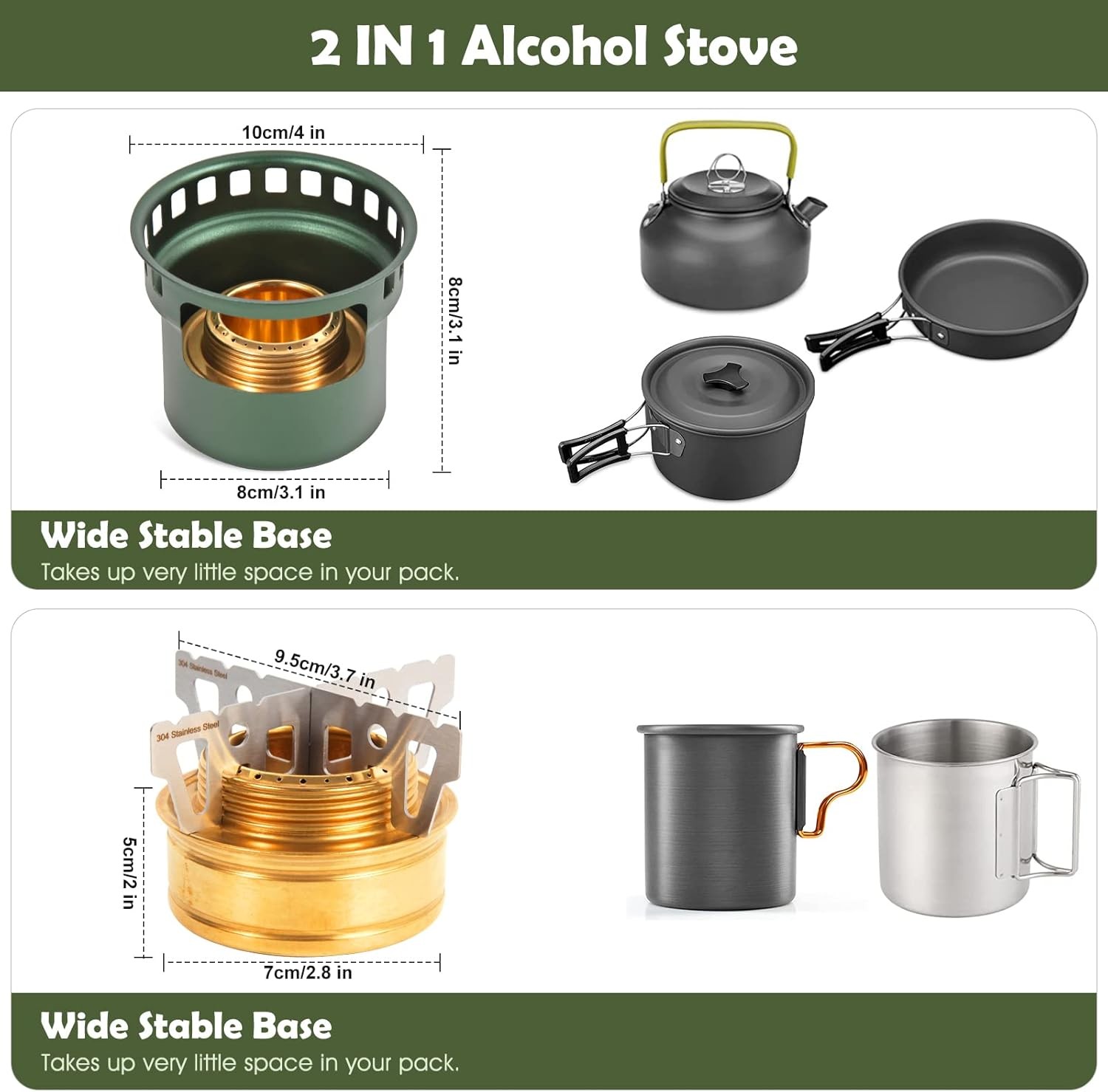 2 In 1 Mini Brass Alcohol Stove With Stand Portable Camping Burner