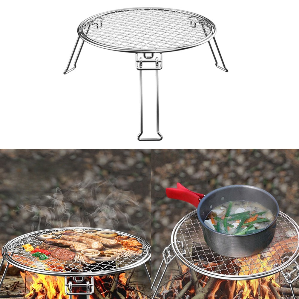 Portable Stainless Steel Camping Grill Grate Foldable with Reinforced Legs