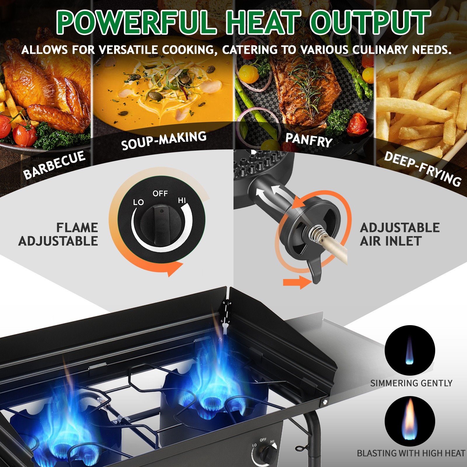 Propane 225,000-BTU 3 Burner Gas Cooker Outdoor Camping Stove BBQ Grill w/ Shelf