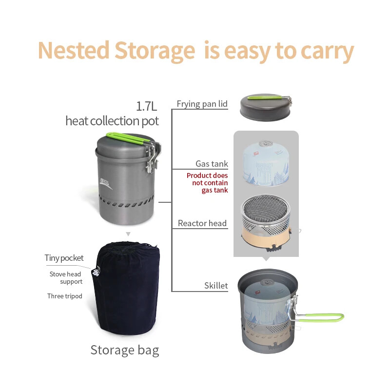 BRS-TS19 Reactive Stack Heat Cooking System Backpacking Camping Stove System