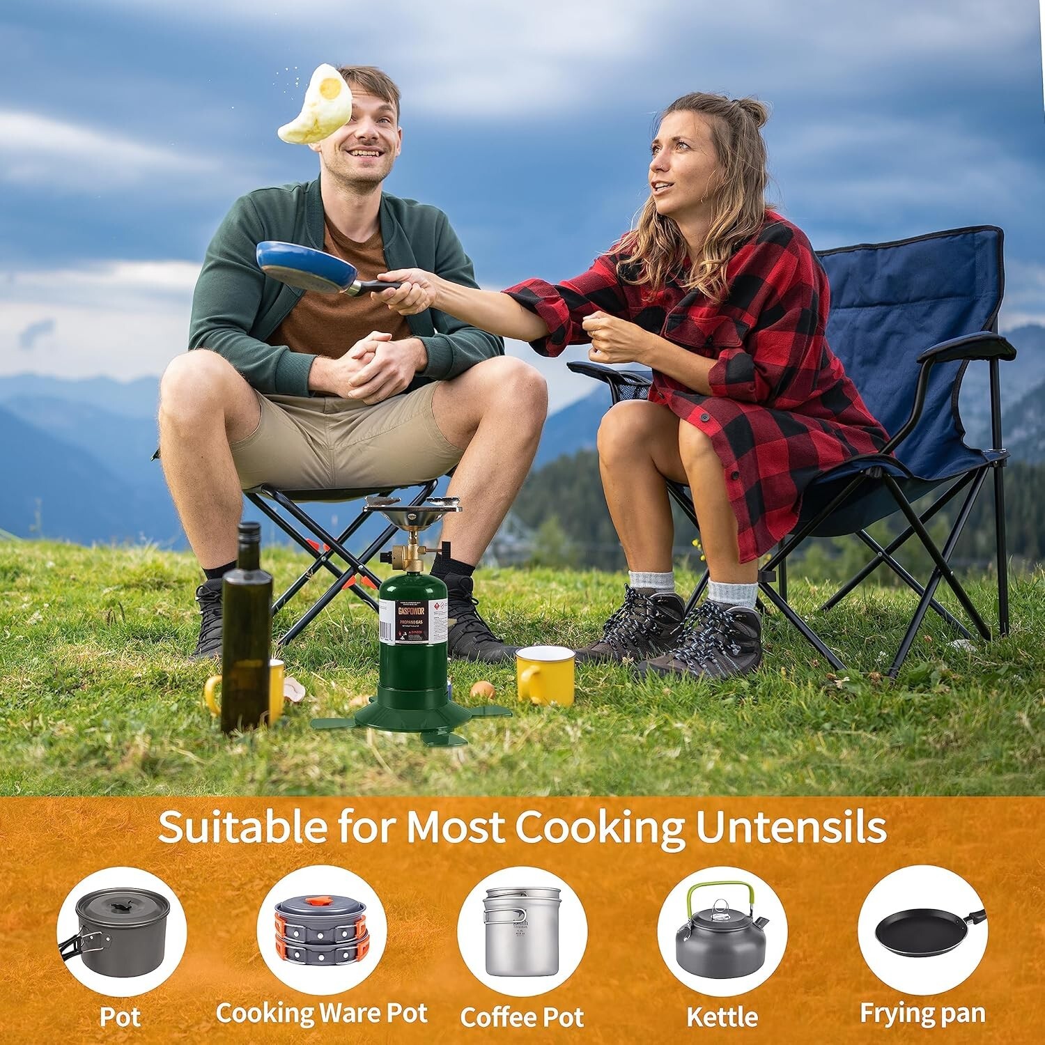 Camping Propane Stove, Single Burner Propane Stove, Portable Bottle Top