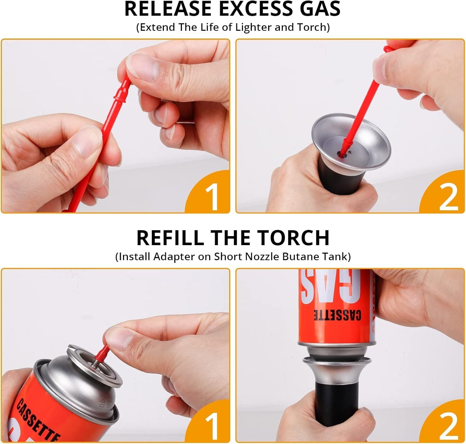 Multi-Purpose Butane Tank Adapter with 8 Refill Tips – Compact & Portable