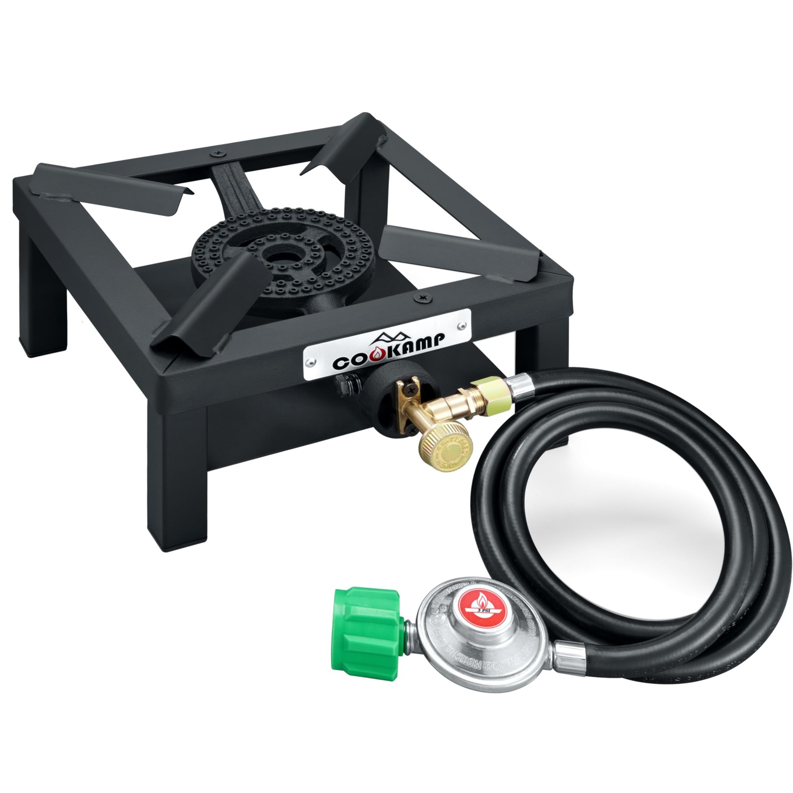 COOKAMP Propane Burner Angle Iron Camp Stove with CSA Listed Regulator and 4f…