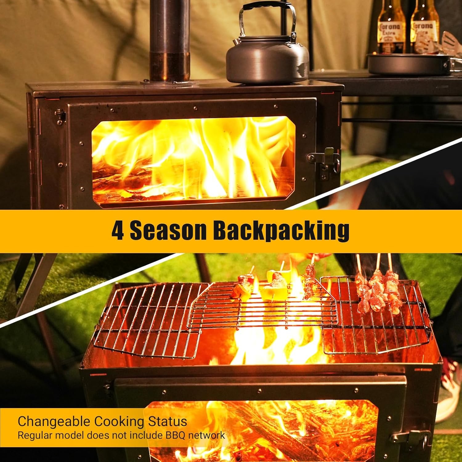 Portable Hot Tent Stove,Stainless Steel Stove with Pipe Bag,Backpacking,Heating