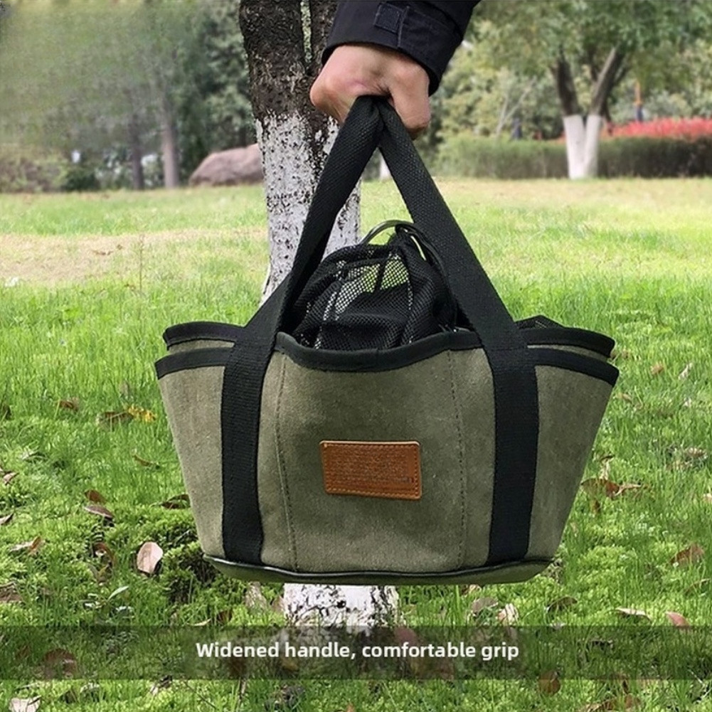 Dutch Oven Carry Pouch Canvas Cotton Black 33x33x15cm for Organized Transport