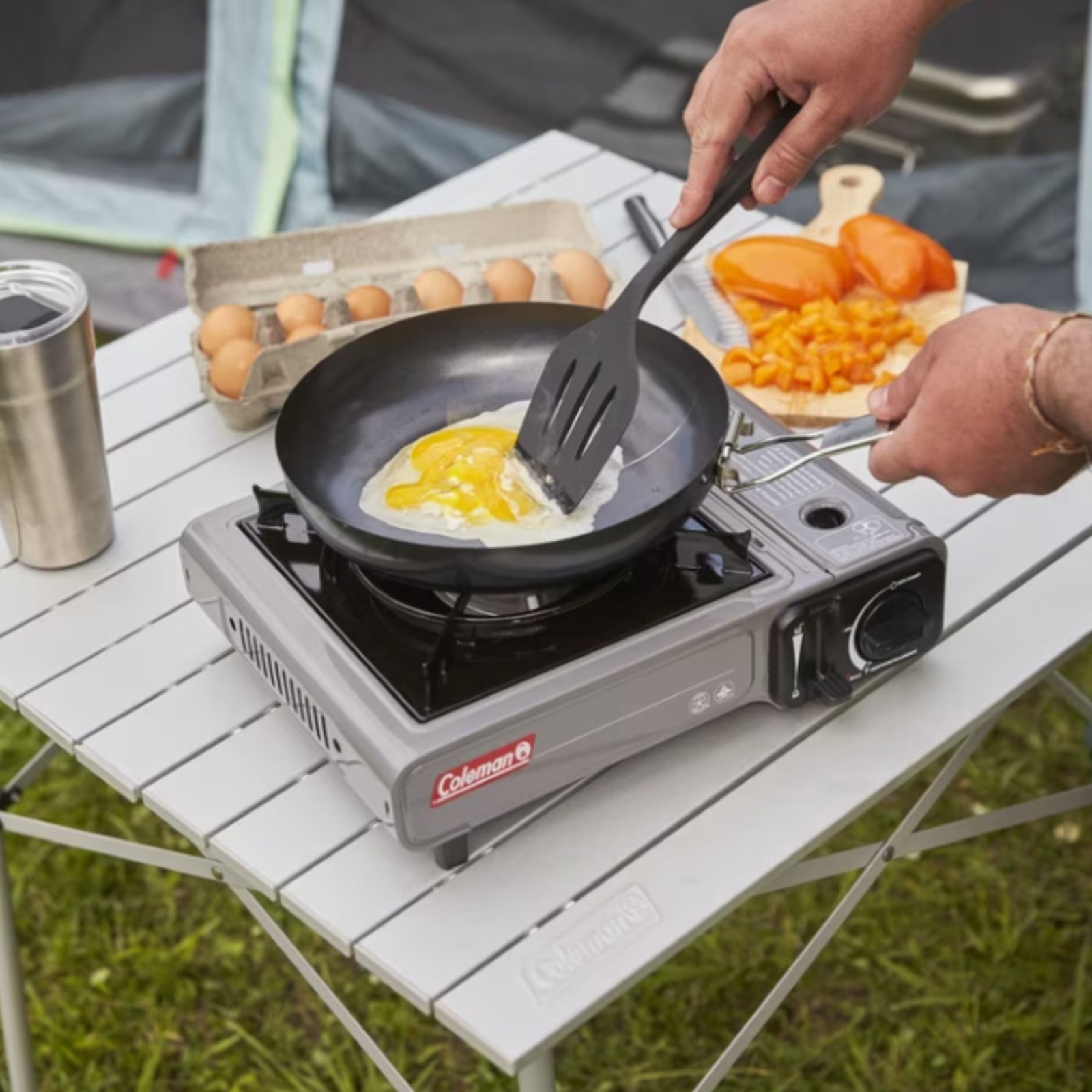 Tabletop Butane Gas Camping Stove, 1-Burner, Gray