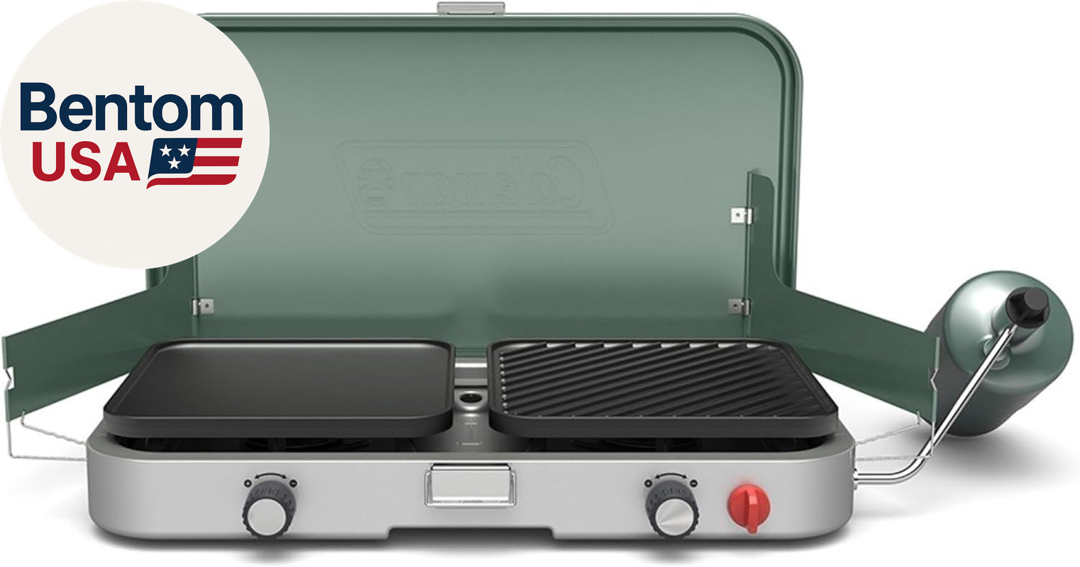Cascade 3-In-1 Outdoor Camp Stove, Portable Cooktop with Included Cast-Iron Gril