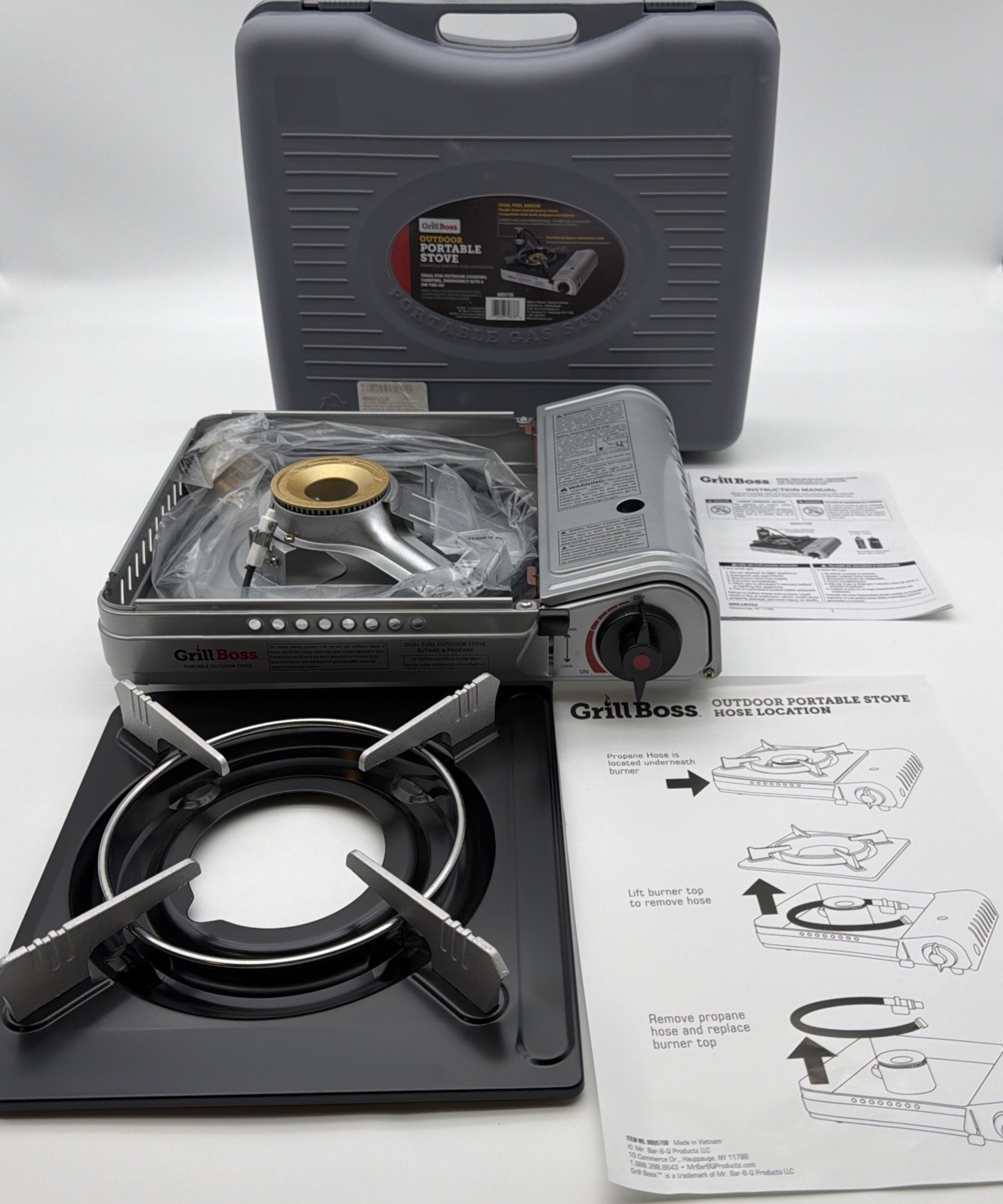 New Grill Boss 90057GB Silver Dual Fuel Butane & Propane Portable Outdoor Stove