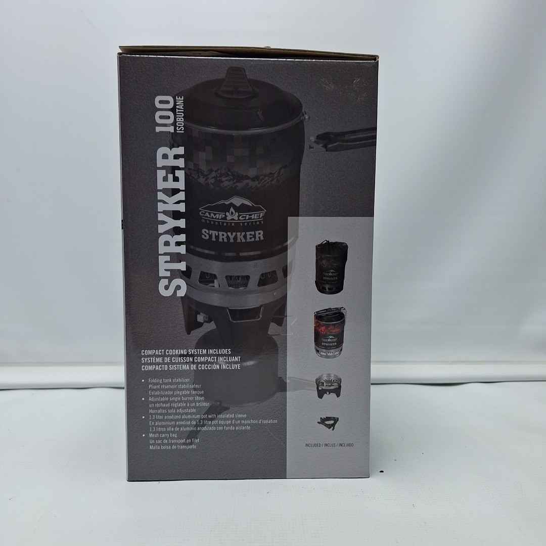 NEW Camp Stove Chef Mountain Series Stryker 100 Isobutane, Black/Red, MS100