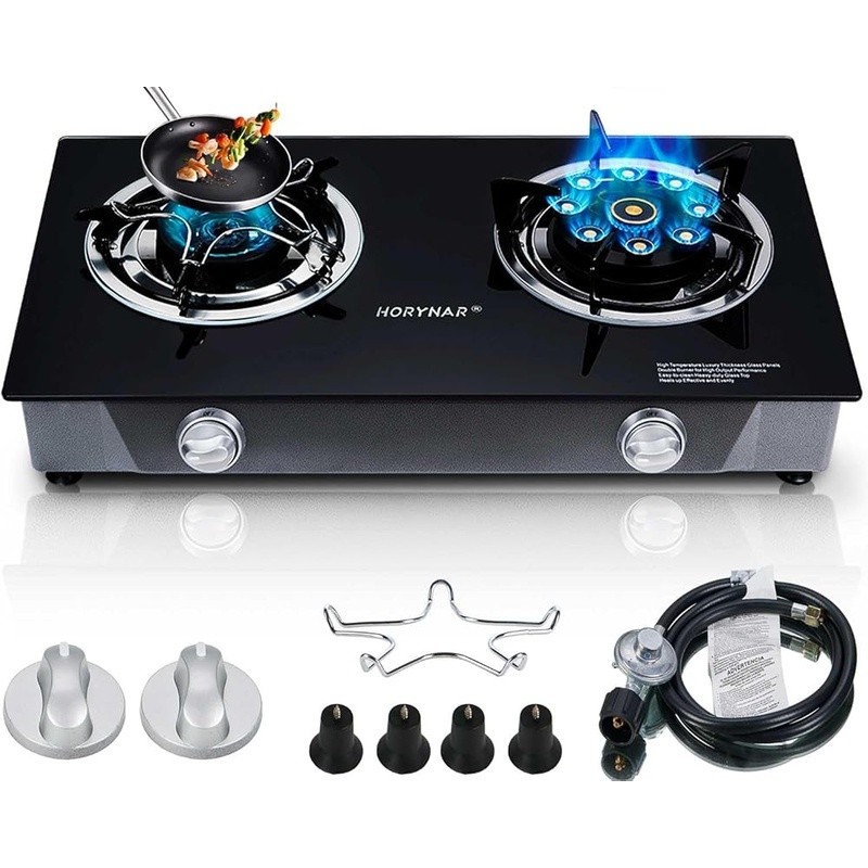 2 Burner Propane Stove High Heat Output Automatic Ignition Outdoor Cooking New