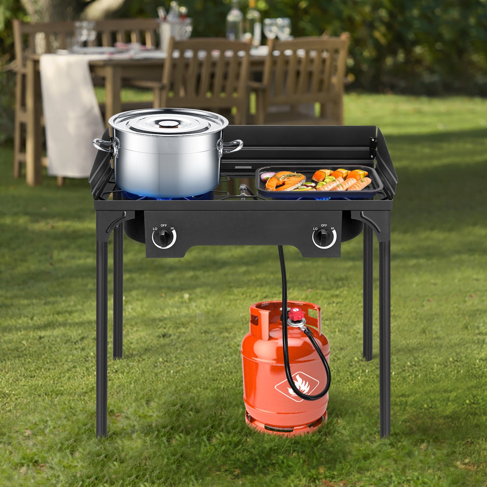 Hot 150000 BTU Propane Stove 2 Burner Gas Outdoor Portable Camping BBQ Grill US