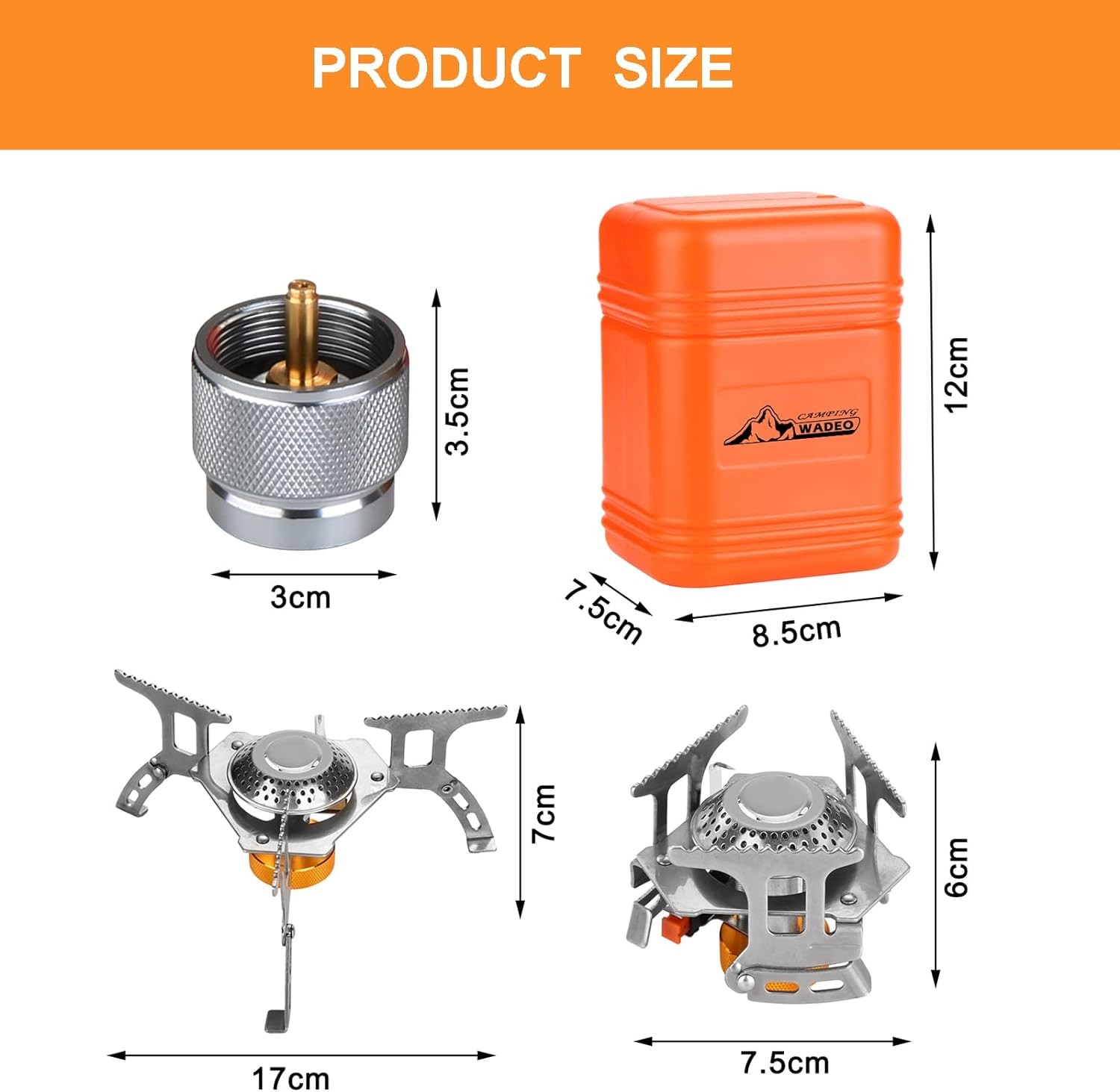 WADEO Camping Gas Stove, 3700W Portable Camp stove with Stove Adapter