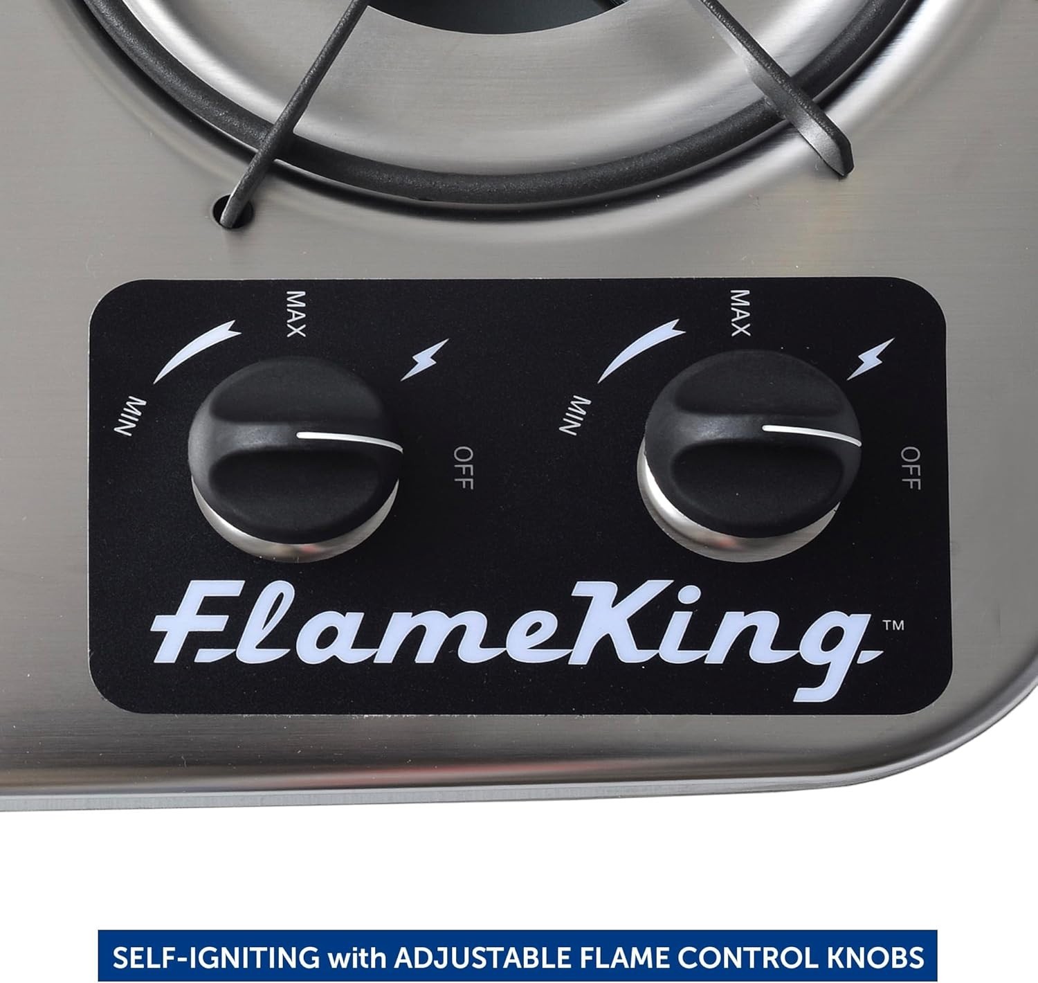 Flame King 2 Burner Drop In Propane Stove & Wind Shield For RV Camping LP Silver