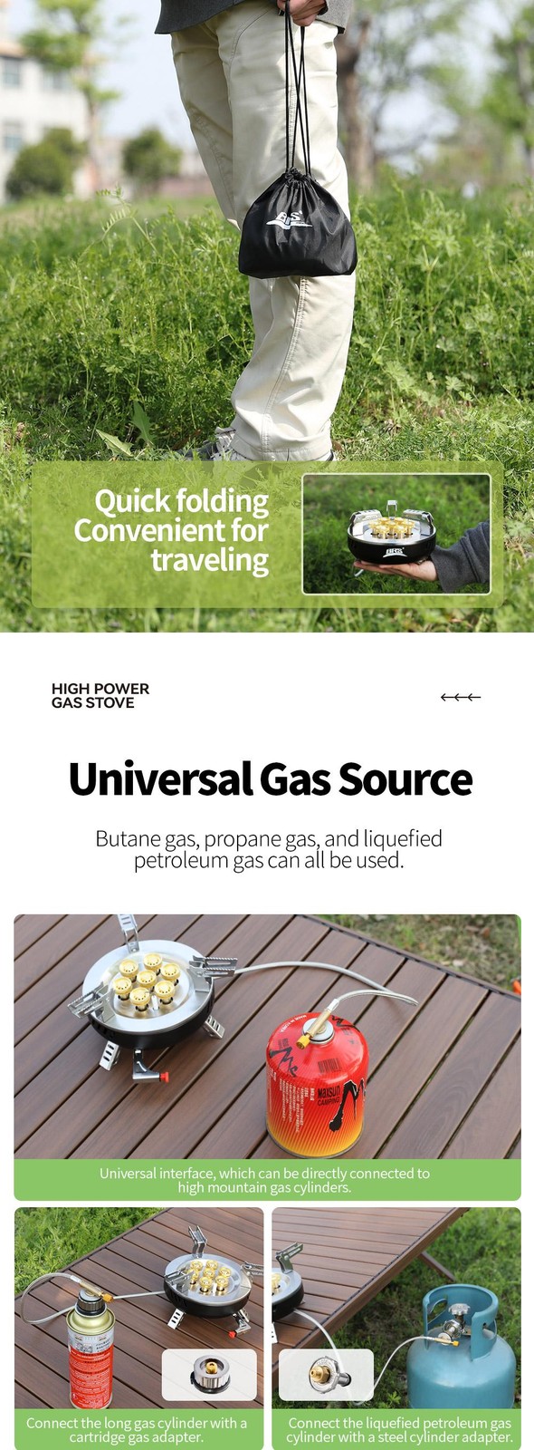 Brs 3/7-core Camping Gas Stove High Power Portable Tourist Burner Outdoor Electr