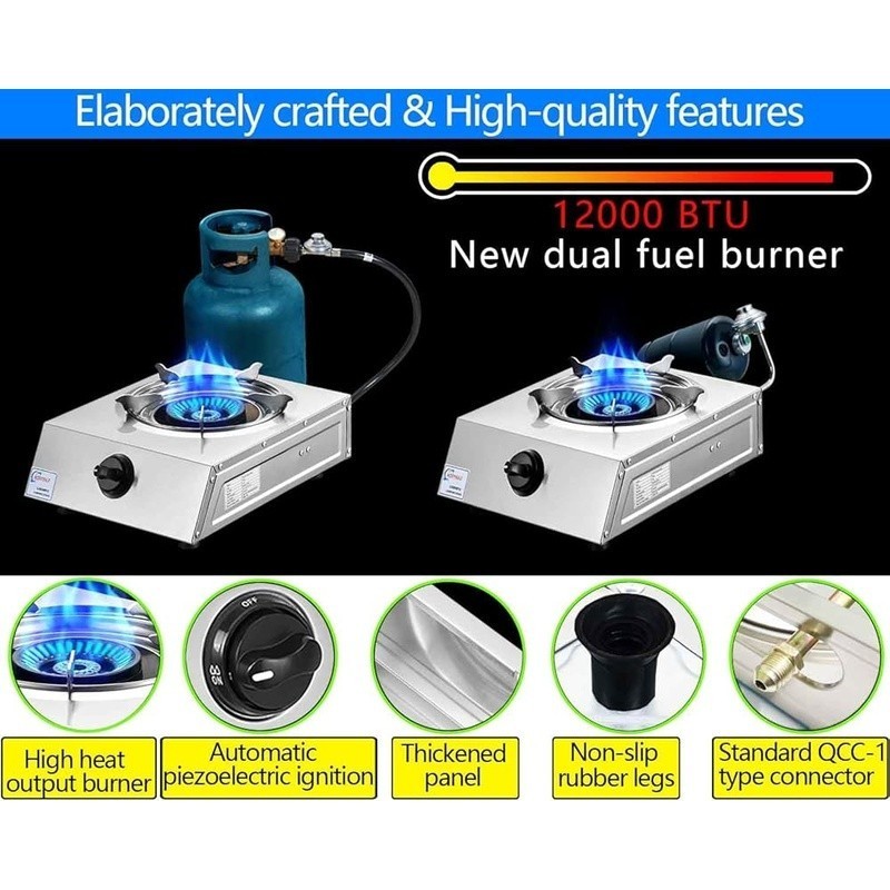 Dual Fuel Propane Burner Automatic Ignition High Heat Output LPG Cooking Stove