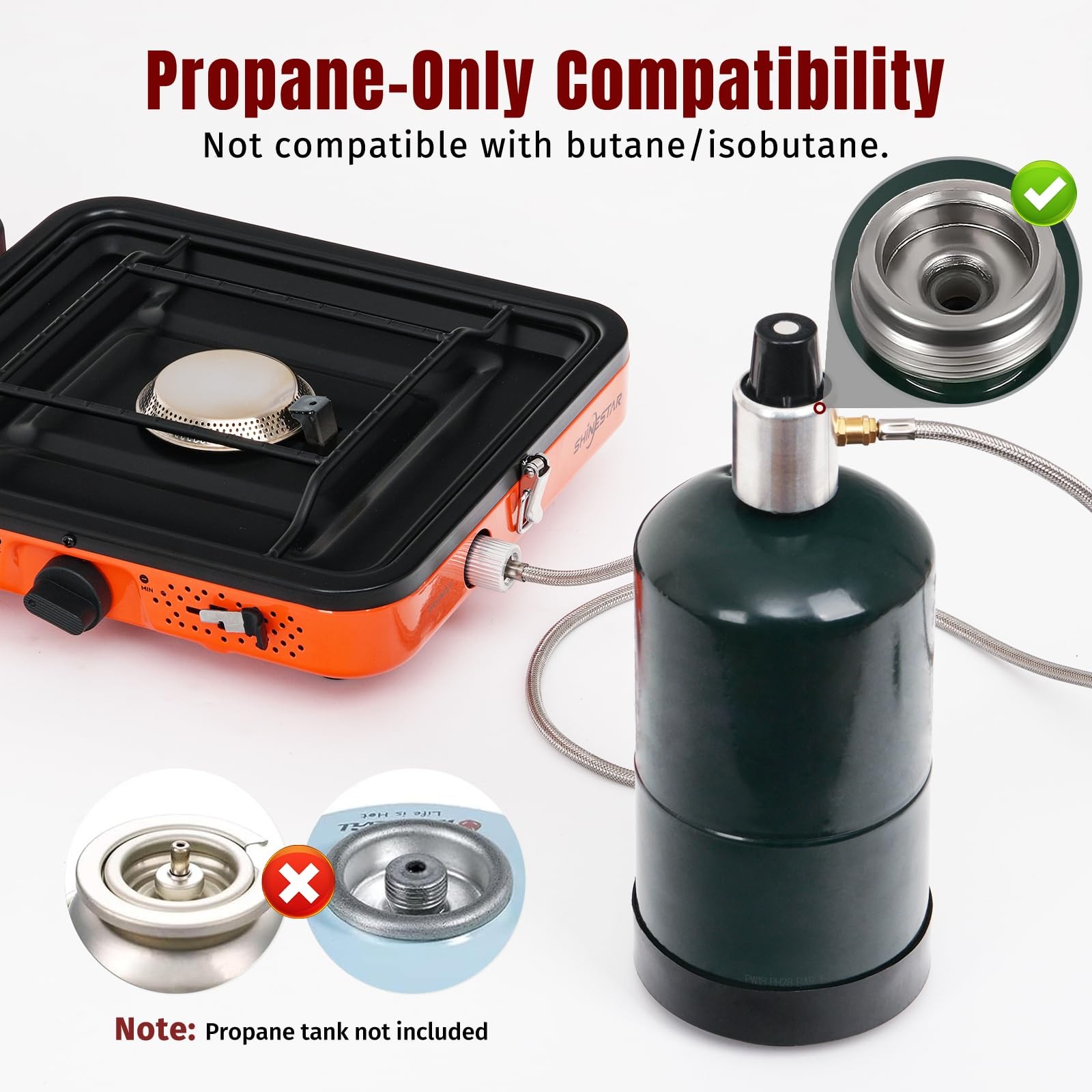 Orange 2 Burner Propane Stove Foldable Camping Stove W/ Case&Hose, Windproof