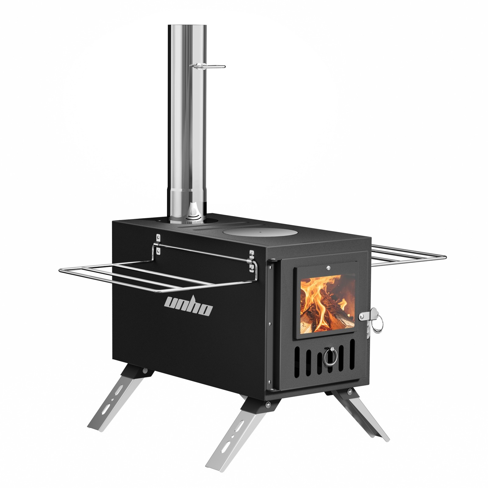 Portable Wood Burning Stove with 6 Chimney Pipes Heavy Duty Hot Tent Heater USA