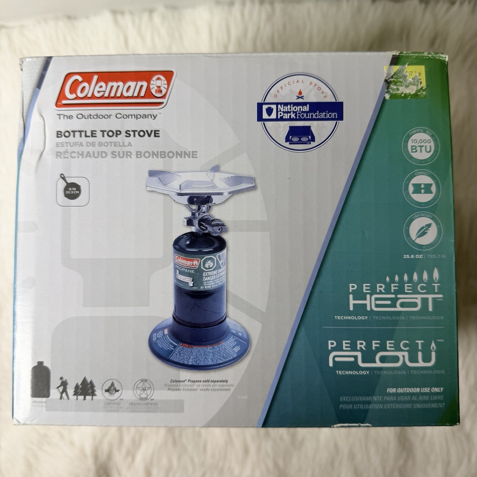 Coleman Bottle Top Propane Stove Perfect Flow 10,000 BTU Camping New Open Box