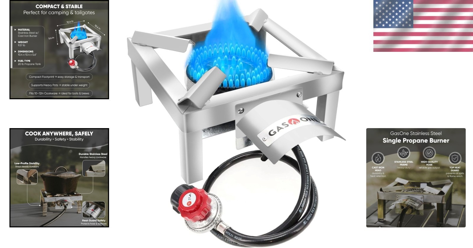 Stainless Steel High Output Propane Burner – Durable Outdoor Cooking Solution