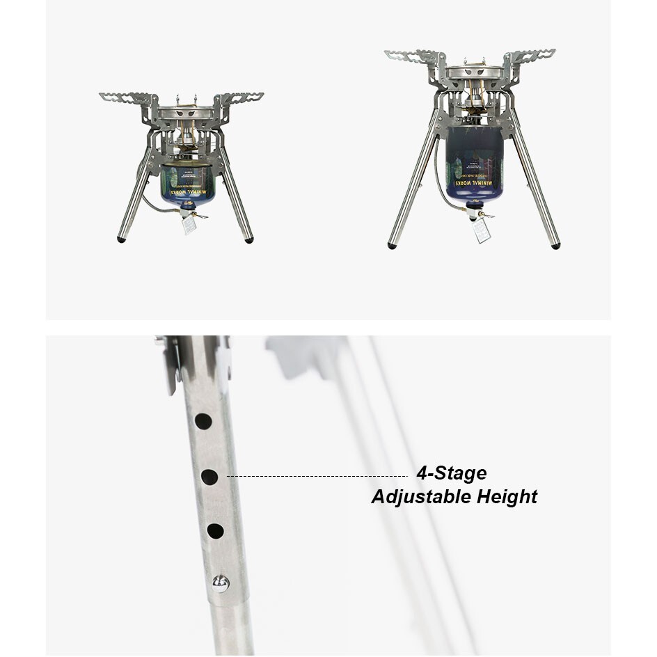 MINIMAL WORKS Power Stove W High-Output Foldable Gas Stove 6,033 Kcal 4-Level