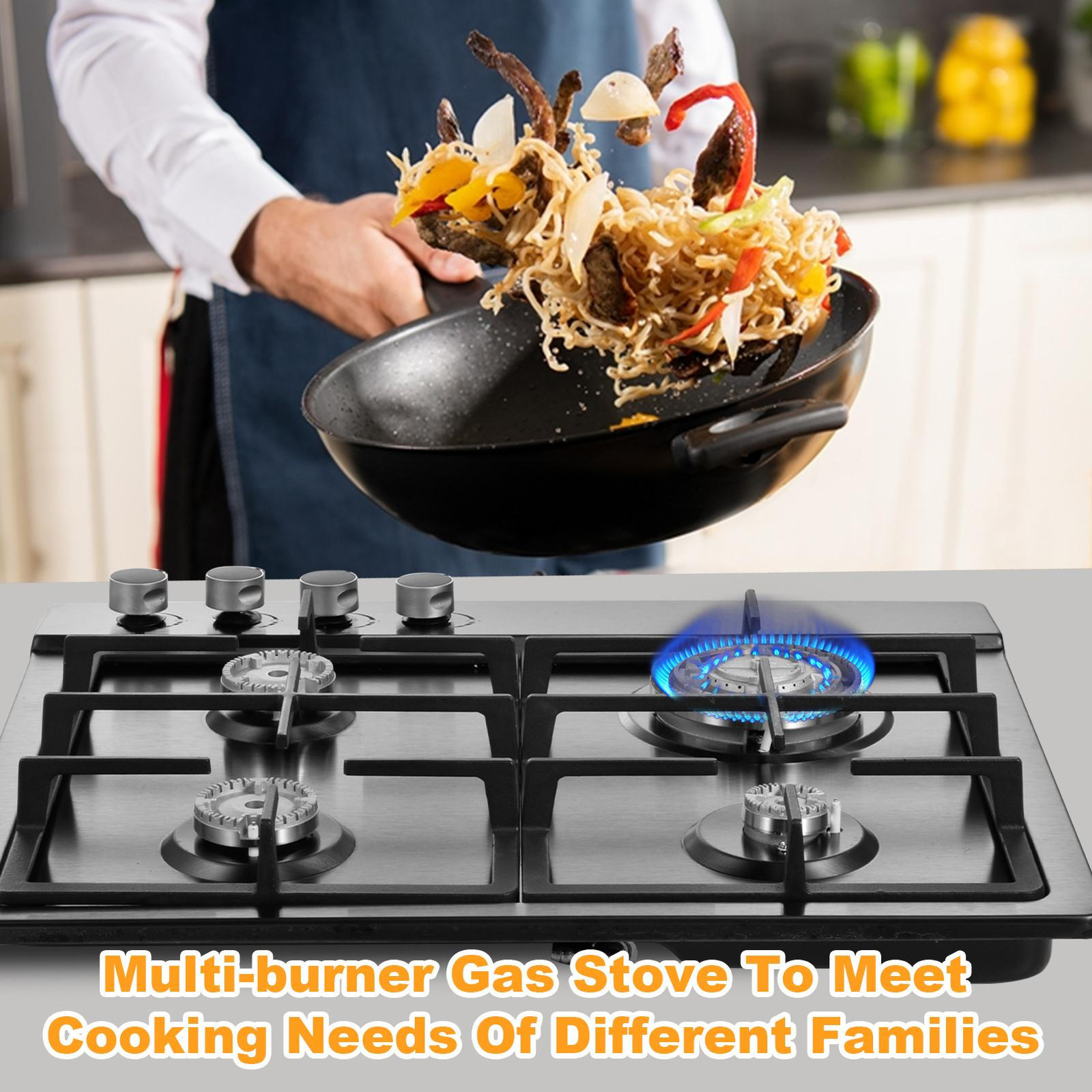 Gas Cooktop Stove Top 4 Burners NG/LPG Built-in Kitchen Gas Stove